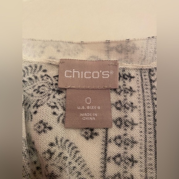 Chico's Woman’s Cardigan Black White Size 0 Small - Picture 4 of 6